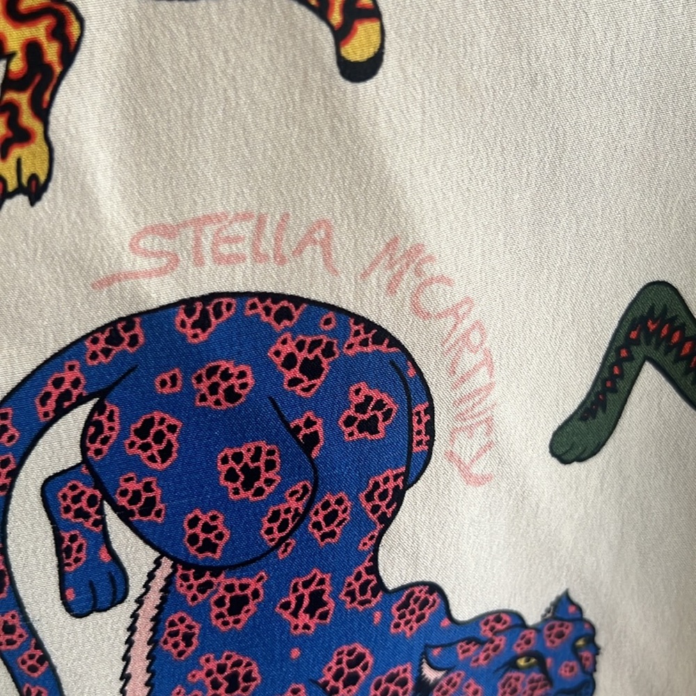 Stella McCartney Silk Natural Molly Wild Cat Print Top - Picture 8 of 12